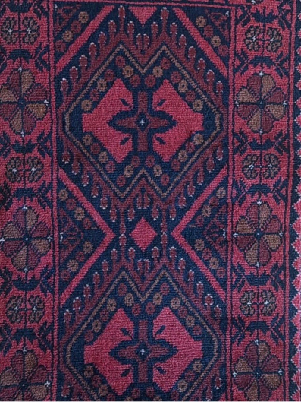 Small Vintage Hand-Knotted Afghan Wool Rug